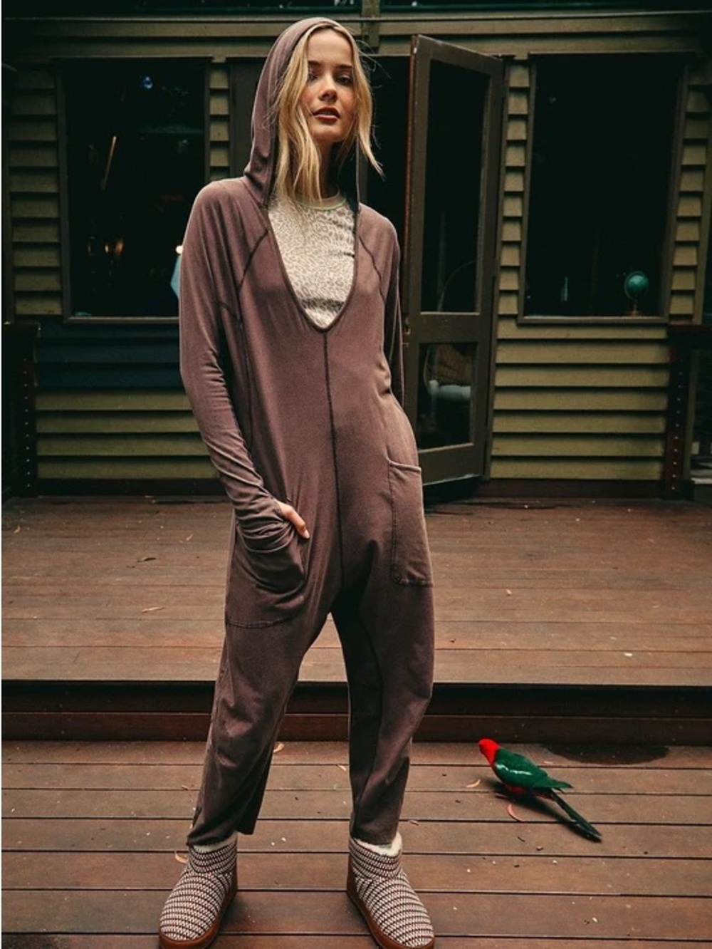 Free People Hot Shot Hooded Jumpsuit